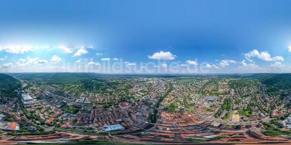 Luftbild Ettlingen - Panorama Stadtansicht vom Innenstadtbereich in Ettlingen im Bundesland Baden-Württemberg, Deutschland
