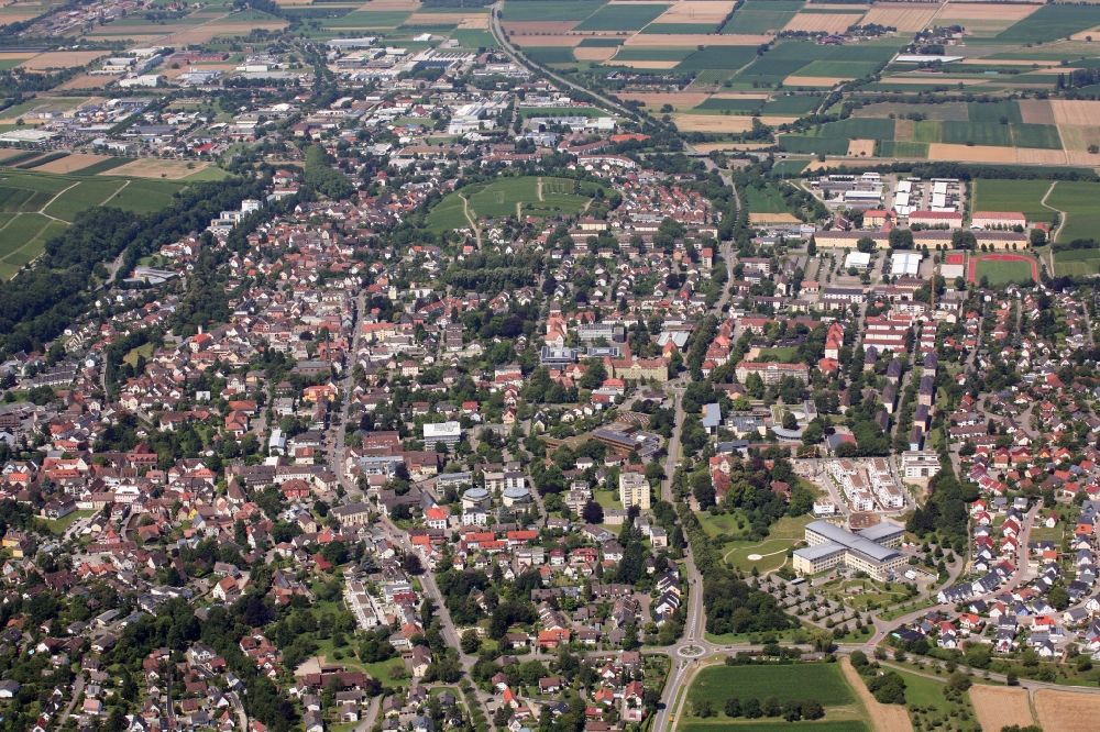 Luftbild Müllheim - Panorama- Stadtansicht vom Stadtzentrum in Müllheim im Bundesland Baden-Württemberg
