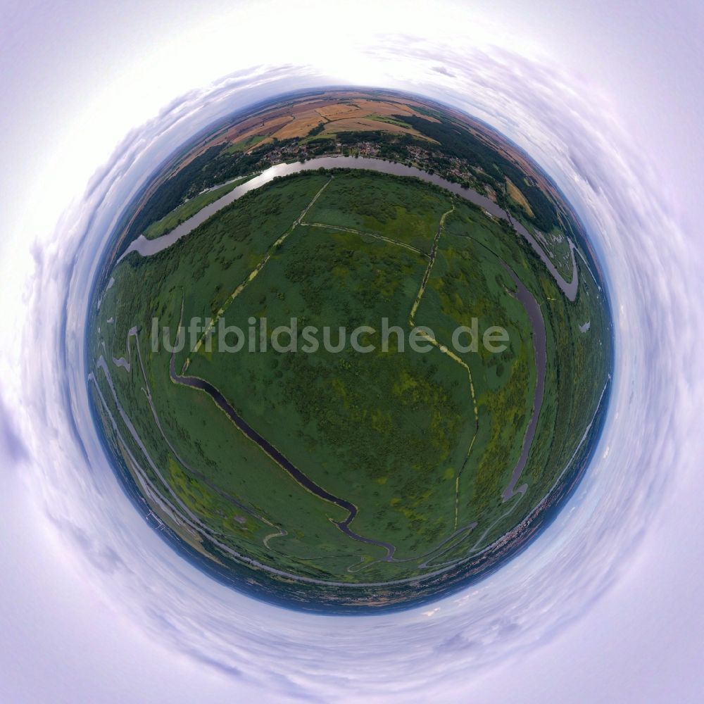 Luftbild Gryfino - Panorama Strukturen einer Auen und- Wiesen- Landschaft der Westoder in Mescherin in Brandenburg, Deutschland