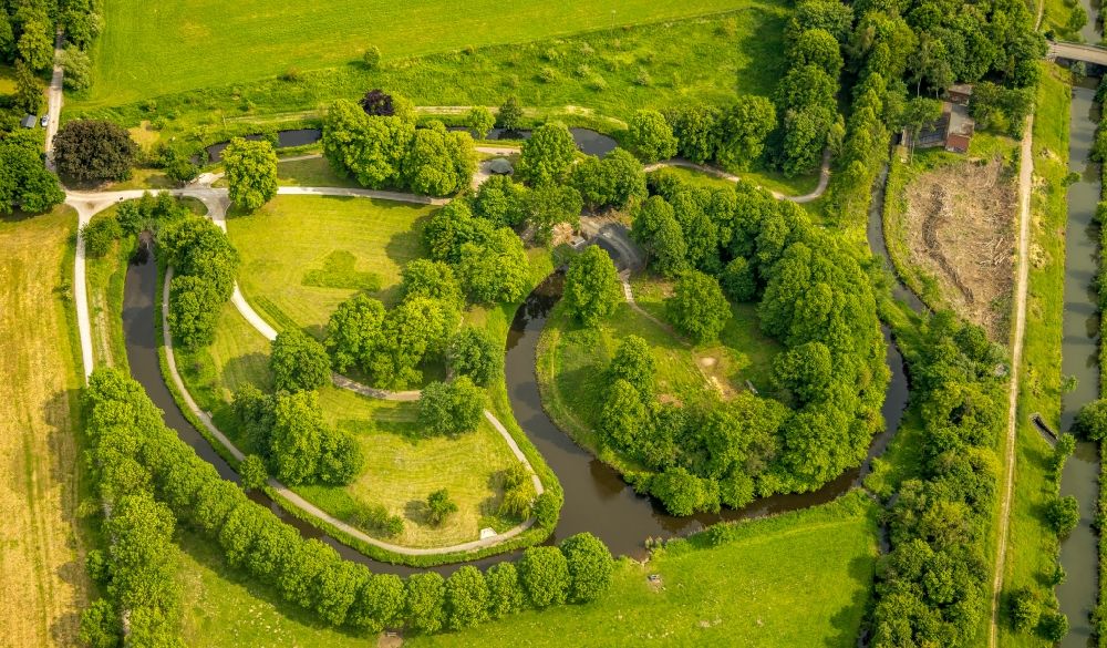 Luftaufnahme Hamm - Parkanlage Burghügel Mark in Hamm im Bundesland Nordrhein-Westfalen, Deutschland