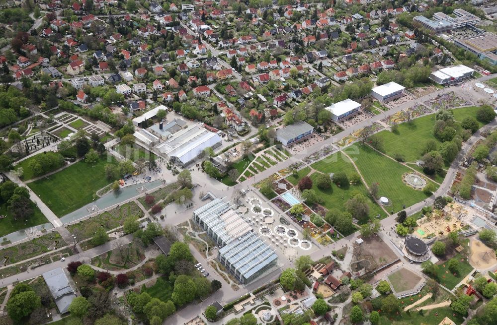 Luftaufnahme Erfurt - Parkanlage egapark im Ortsteil Hochheim in Erfurt im Bundesland Thüringen, Deutschland