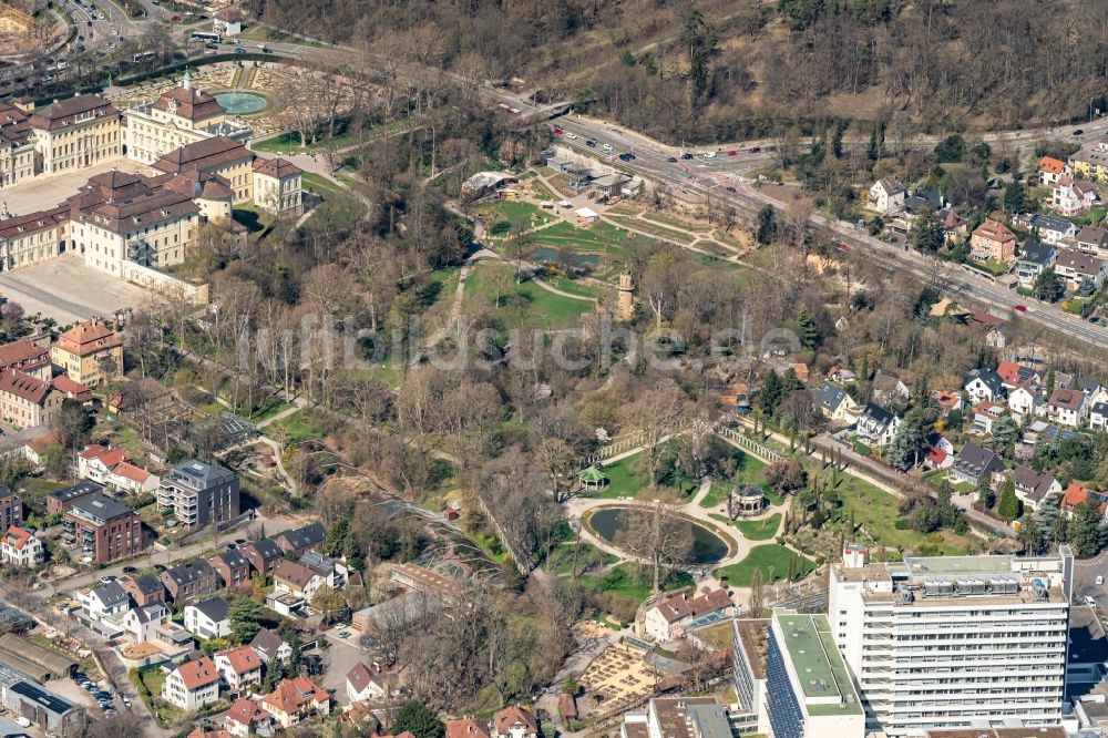 Luftbild Ludwigsburg - Parkanlage Emichsburg im Märchengarten in Ludwigsburg im Bundesland Baden-Württemberg, Deutschland