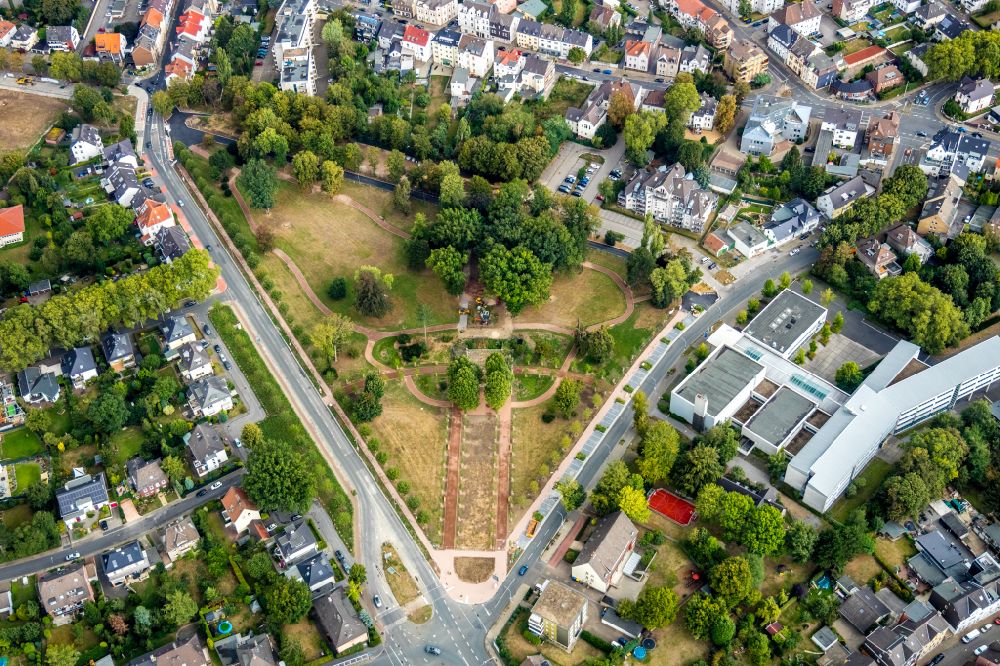 Luftaufnahme Bochum - Parkanlage Friedenspark in Bochum im Bundesland Nordrhein-Westfalen, Deutschland