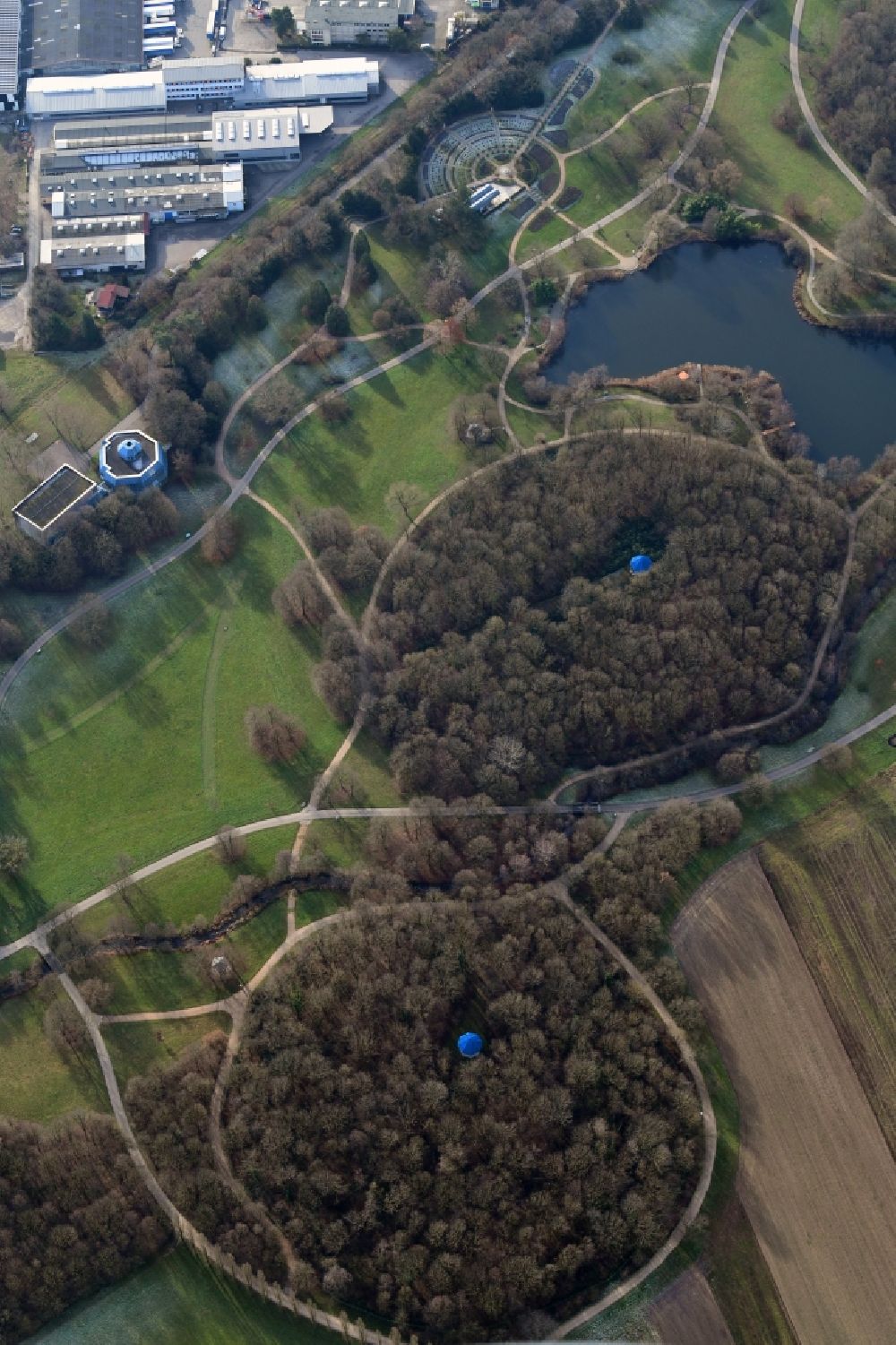 Lörrach aus der Vogelperspektive: Parkanlage Grütt auf dem ehemaligen Gartenschaugelände in Lörrach im Bundesland Baden-Württemberg, Deutschland