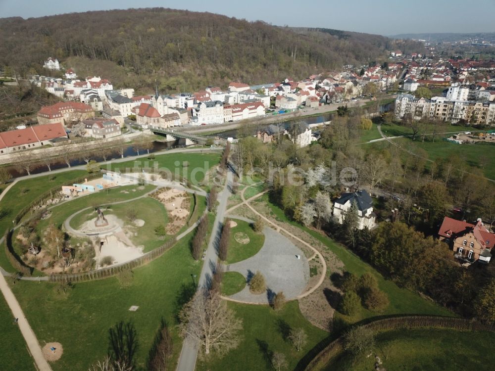 Luftaufnahme Gera - Parkanlage Hofwiesenpark in Gera im Bundesland Thüringen, Deutschland