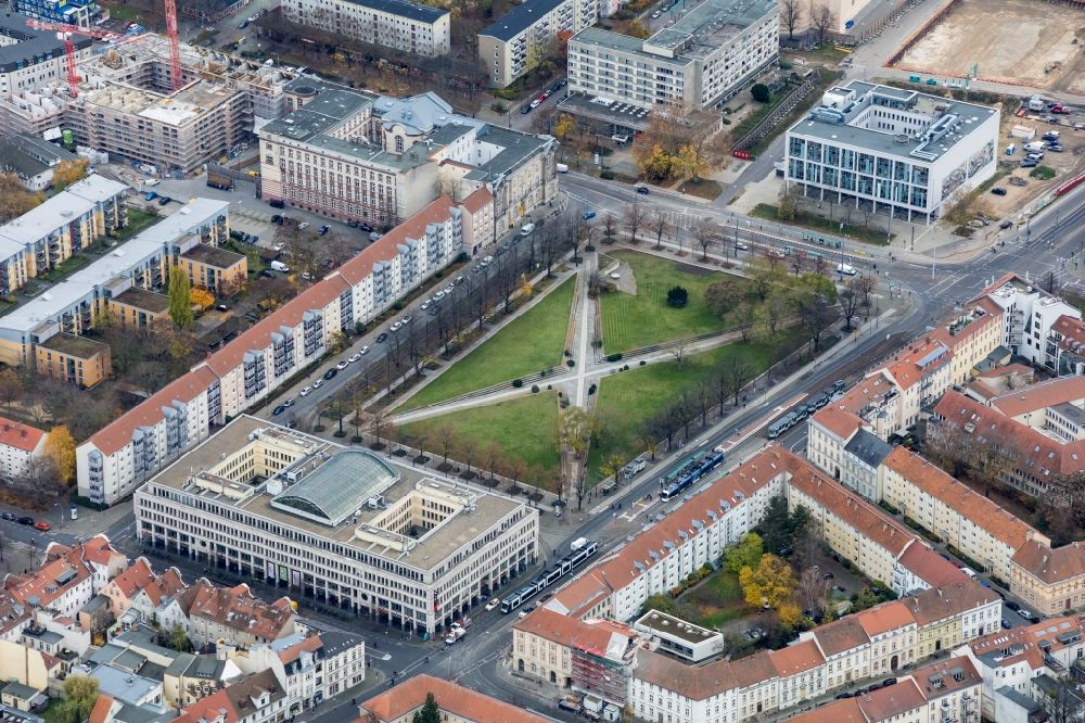 Luftbild Potsdam - Parkanlage Platz der Einheit in Potsdam im Bundesland Brandenburg, Deutschland