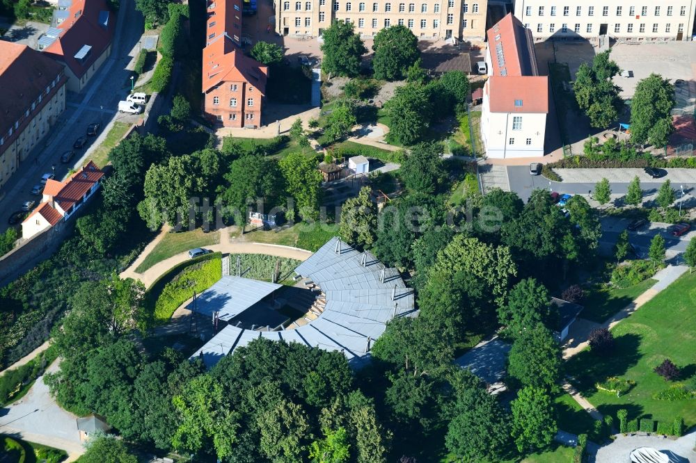 Luftaufnahme Prenzlau - Parkanlage Platz der Einheit in Prenzlau im Bundesland Brandenburg, Deutschland