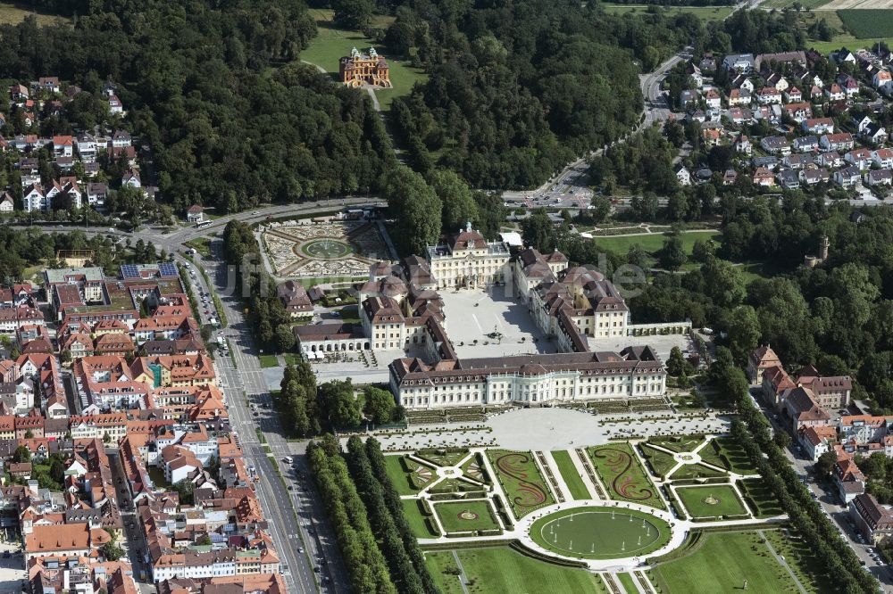 Luftbild Ludwigsburg - Parkanlage Residenzschloss Ludwigsburg im Bundesland Baden-Württemberg, Deutschland