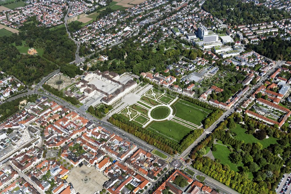 Luftbild Ludwigsburg - Parkanlage Residenzschloss Ludwigsburg im Bundesland Baden-Württemberg, Deutschland