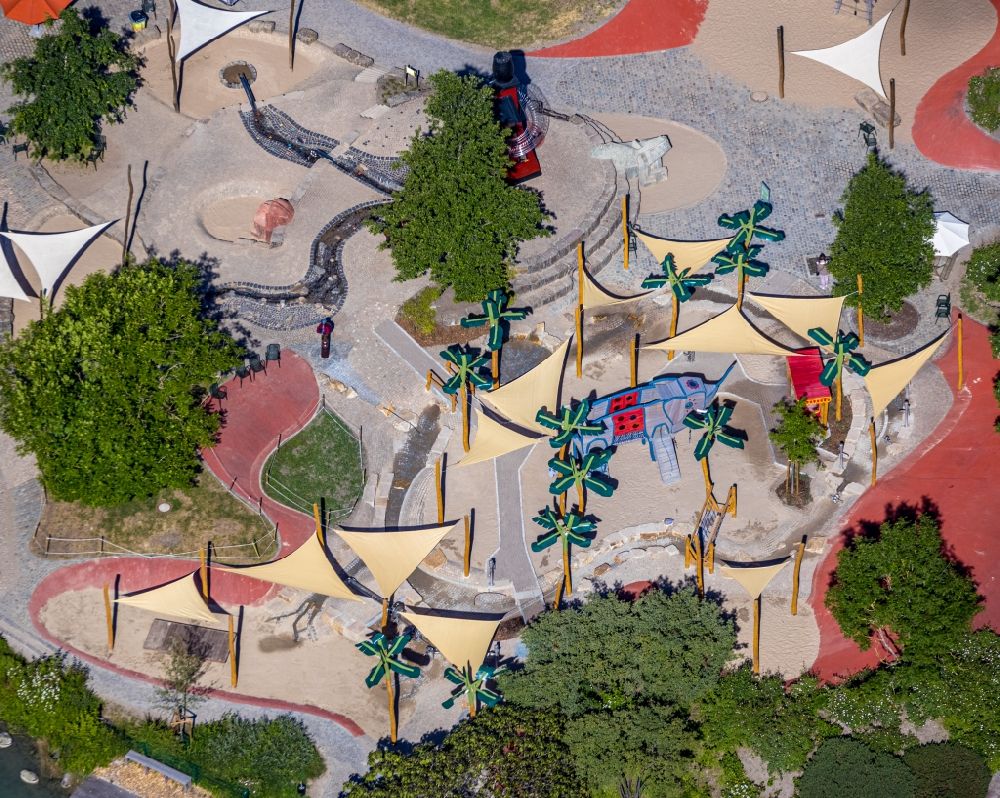 Luftaufnahme Hamm - Parkanlage und Spielplatz mit Sandflächen der Maximilianpark Hamm GmbH in Hamm im Bundesland Nordrhein-Westfalen, Deutschland