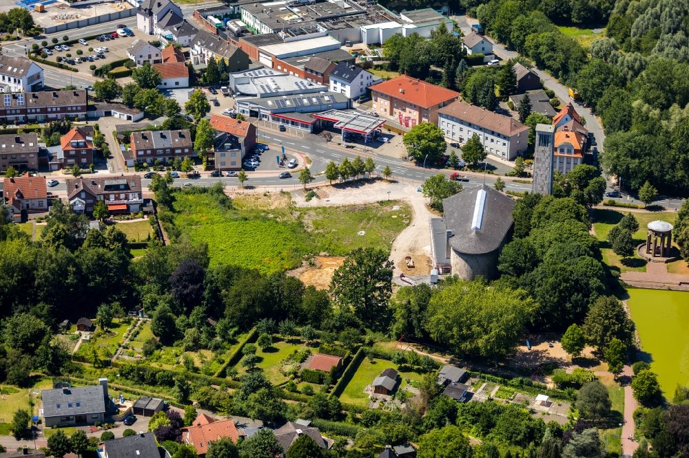 Luftbild Beckum - Parkanlage und Spielplatz mit Sandflächen am Westpark in Beckum im Bundesland Nordrhein-Westfalen, Deutschland