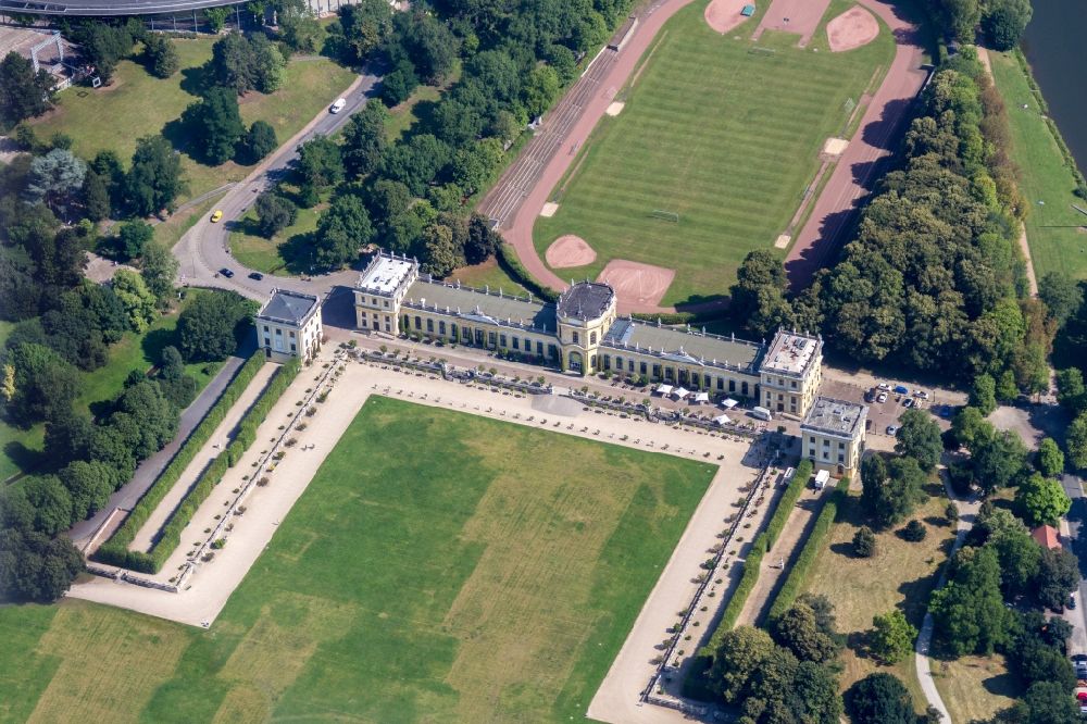 Luftaufnahme Kassel - Parkanlage Staatspark Karlsaue in Kassel im Bundesland Hessen, Deutschland
