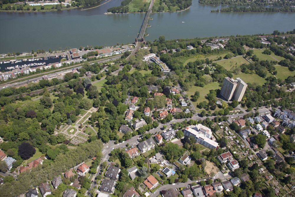 Luftbild Mainz - Parkanlage Volkspark Mainz im Ortsteil Weisenau in Mainz im Bundesland Rheinland-Pfalz, Deutschland