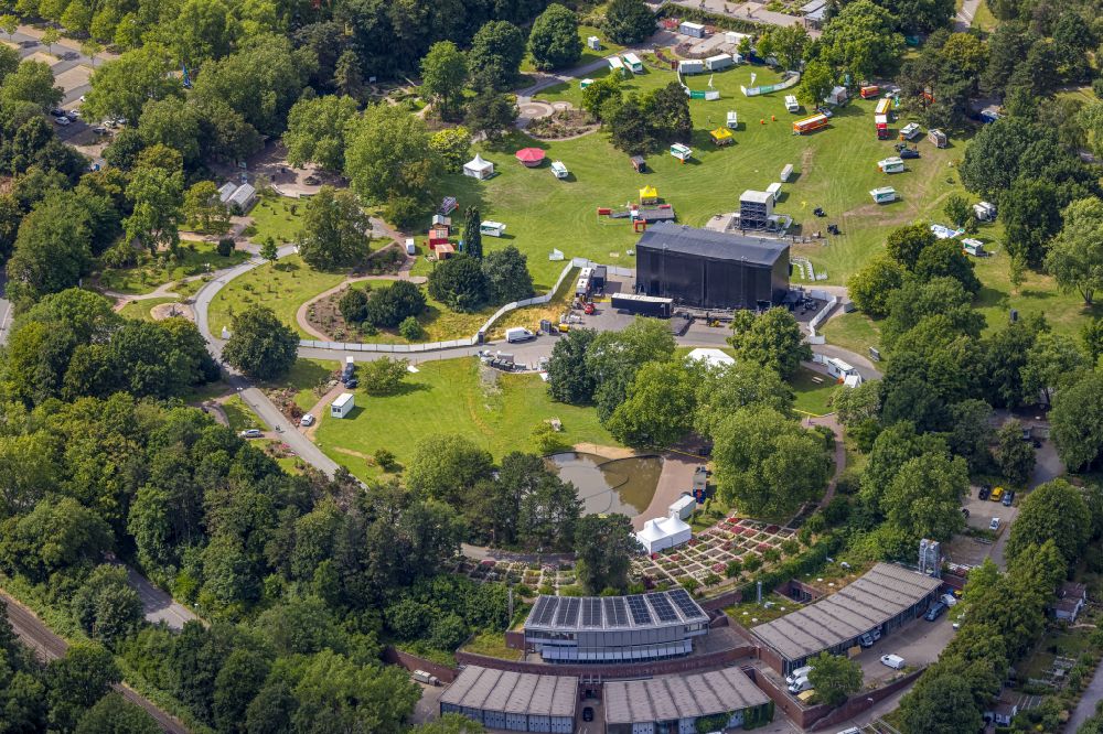 Dortmund aus der Vogelperspektive: Parkanlage Westfalenpark mit Bühne in Dortmund im Bundesland Nordrhein-Westfalen, Deutschland