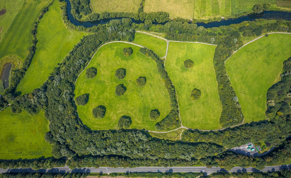 Luftbild Bergkamen - Parkgelände an den Lippe- Auen bei Bergkamen im Bundesland Nordrhein-Westfalen