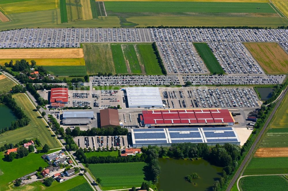 Luftaufnahme Karlskron - Parkplatz und Abstellfläche für Automobile der ARS Altmann AG in Probfeld im Bundesland Bayern, Deutschland