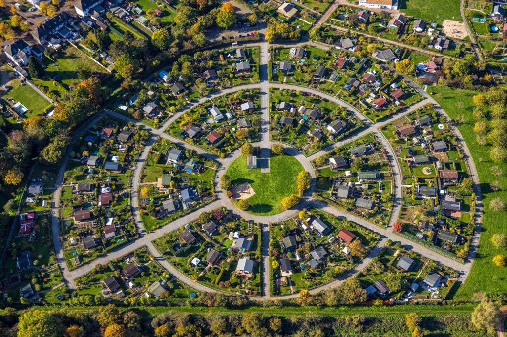 Luftaufnahme Kamp-Lintfort - Parzellen einer Kleingartenanlage in Kamp-Lintfort im Bundesland Nordrhein-Westfalen