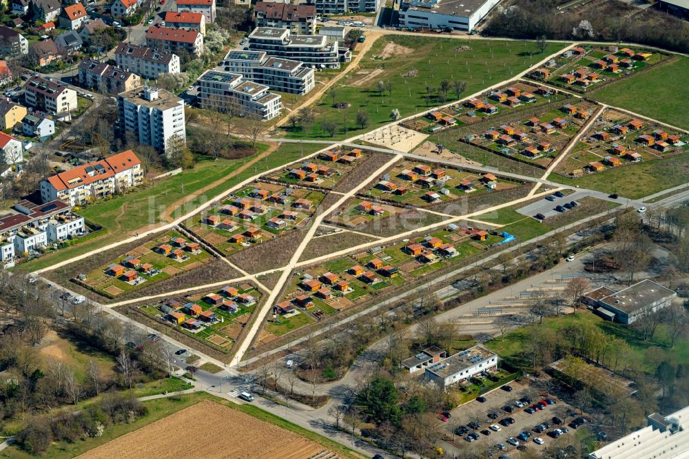 Luftaufnahme Ludwigsburg - Parzellen einer Kleingartenanlage am Römerhügelweg in Ludwigsburg im Bundesland Baden-Württemberg, Deutschland