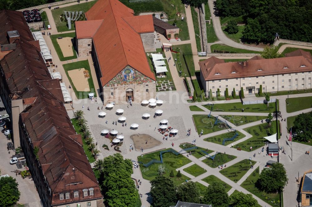Luftbild Erfurt - Peterskirche auf dem Innenhof der Zitadelle am egapark auf dem Petersberg in Erfurt im Bundesland Thüringen, Deutschland