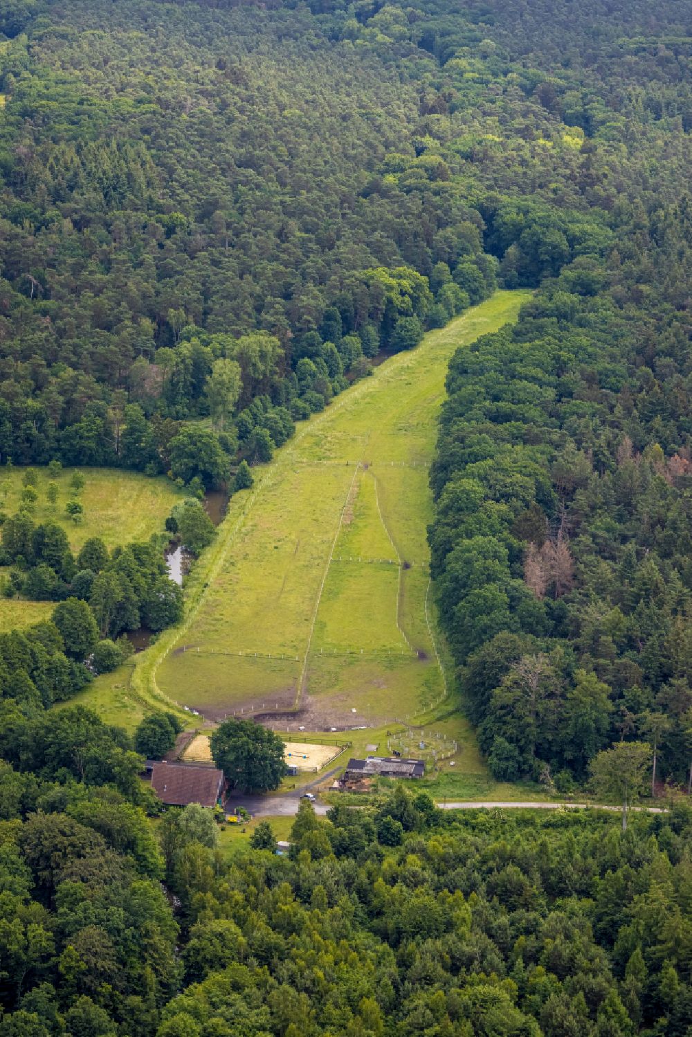 Luftaufnahme Sythen - Pferdekoppel in Sythen im Bundesland Nordrhein-Westfalen, Deutschland
