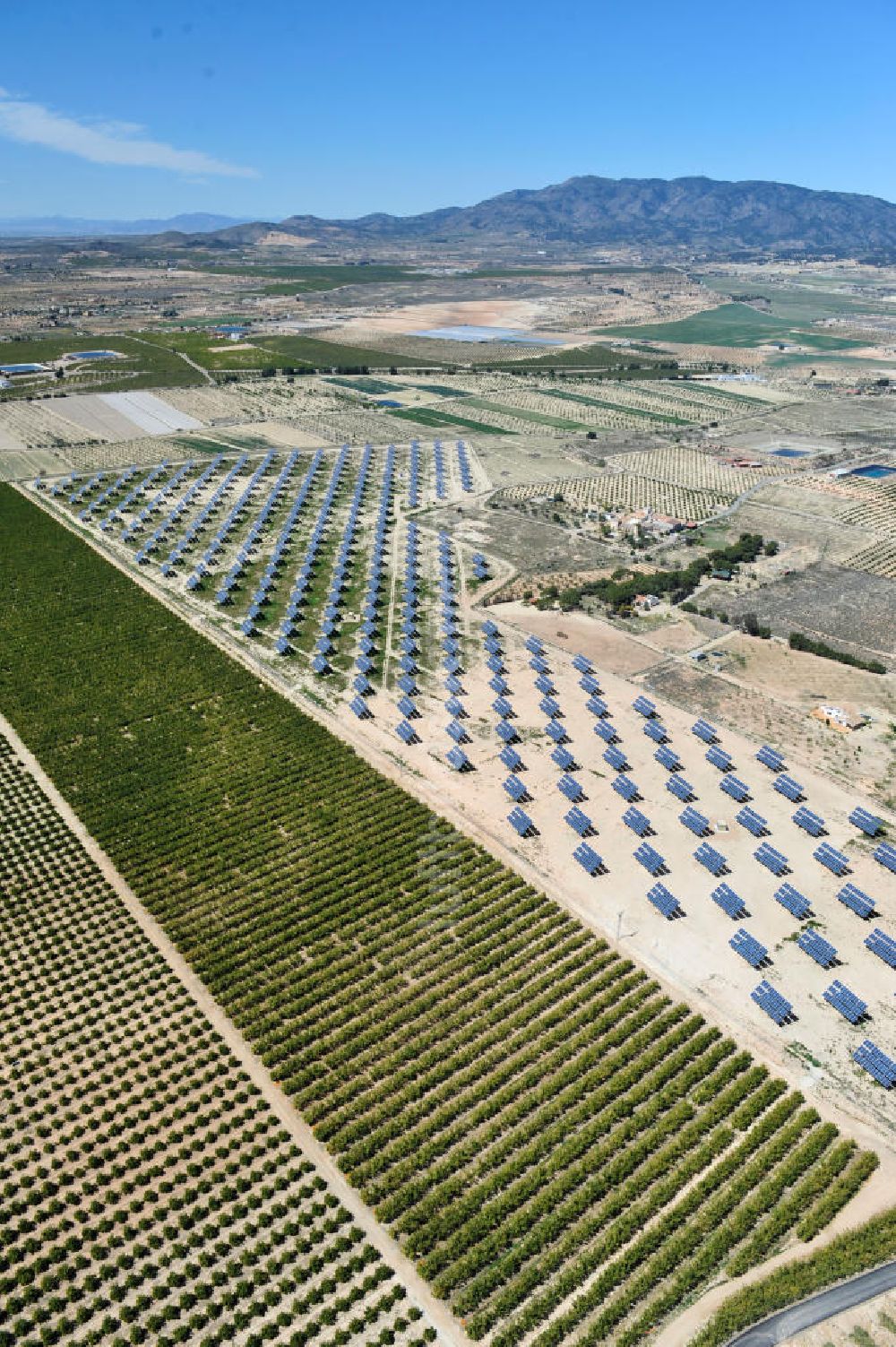 Corvera aus der Vogelperspektive: Photovoltaikanlage bei Solarfeld / Solarpark bei Corvera in der Region Murcia in Spanien