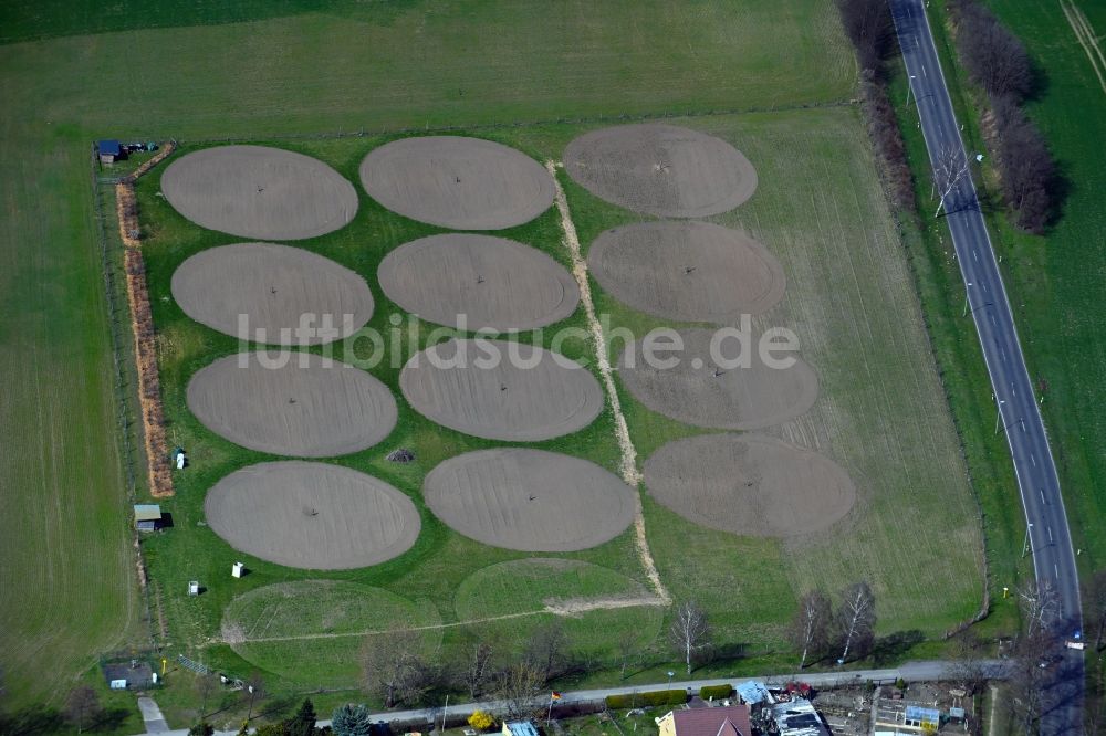 Luftbild Eiche - Pivot- Bewässerungsanlage auf landwirtschaftlichen Feldern in Eiche im Bundesland Brandenburg, Deutschland