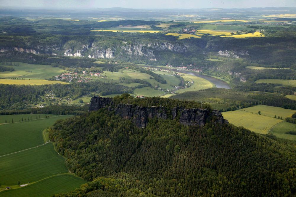 Königstein OT Ebenheit von oben - Plateau Lilienstein in Ebenheit