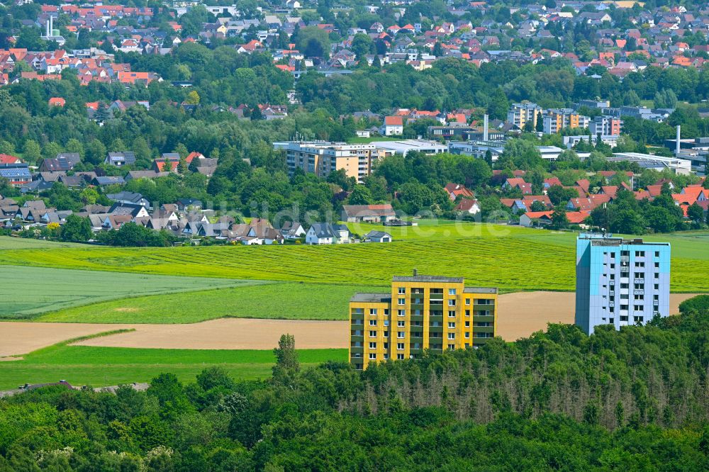 Luftbild Lemgo - Plattenbau- Hochhaus- Wohnsiedlung in Lemgo im Bundesland Nordrhein-Westfalen, Deutschland
