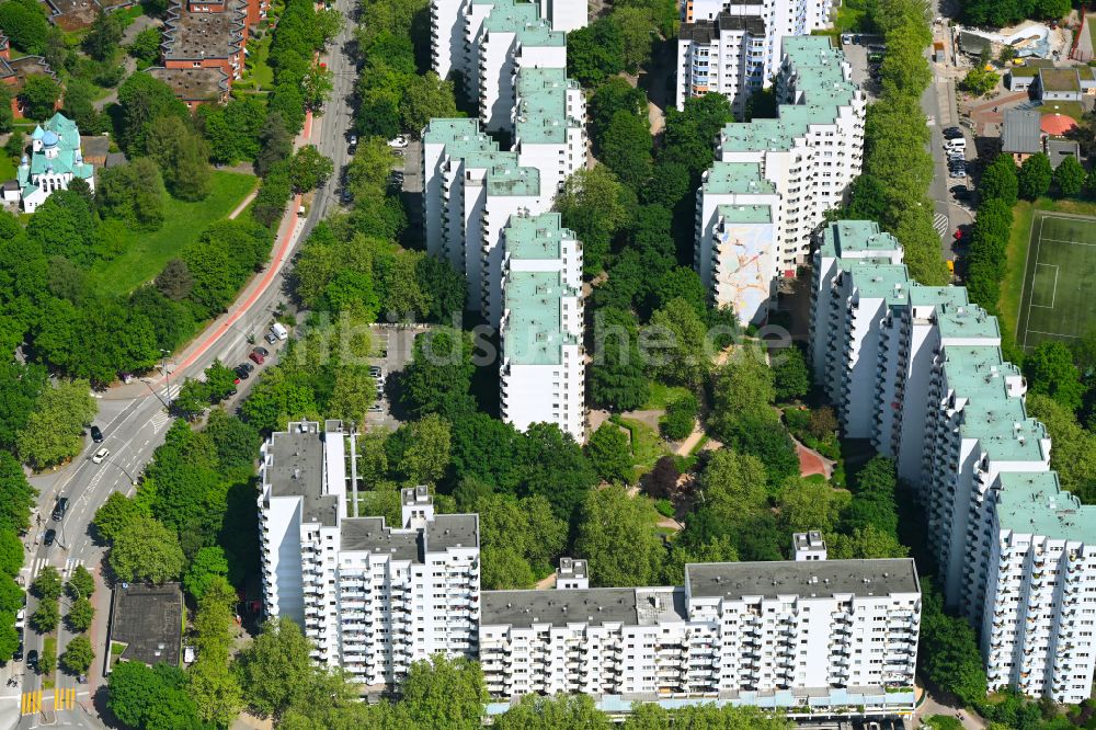 Hamburg von oben - Plattenbau- Hochhaus- Wohnsiedlung Lenzsiedlung im Ortsteil Stellingen in Hamburg, Deutschland