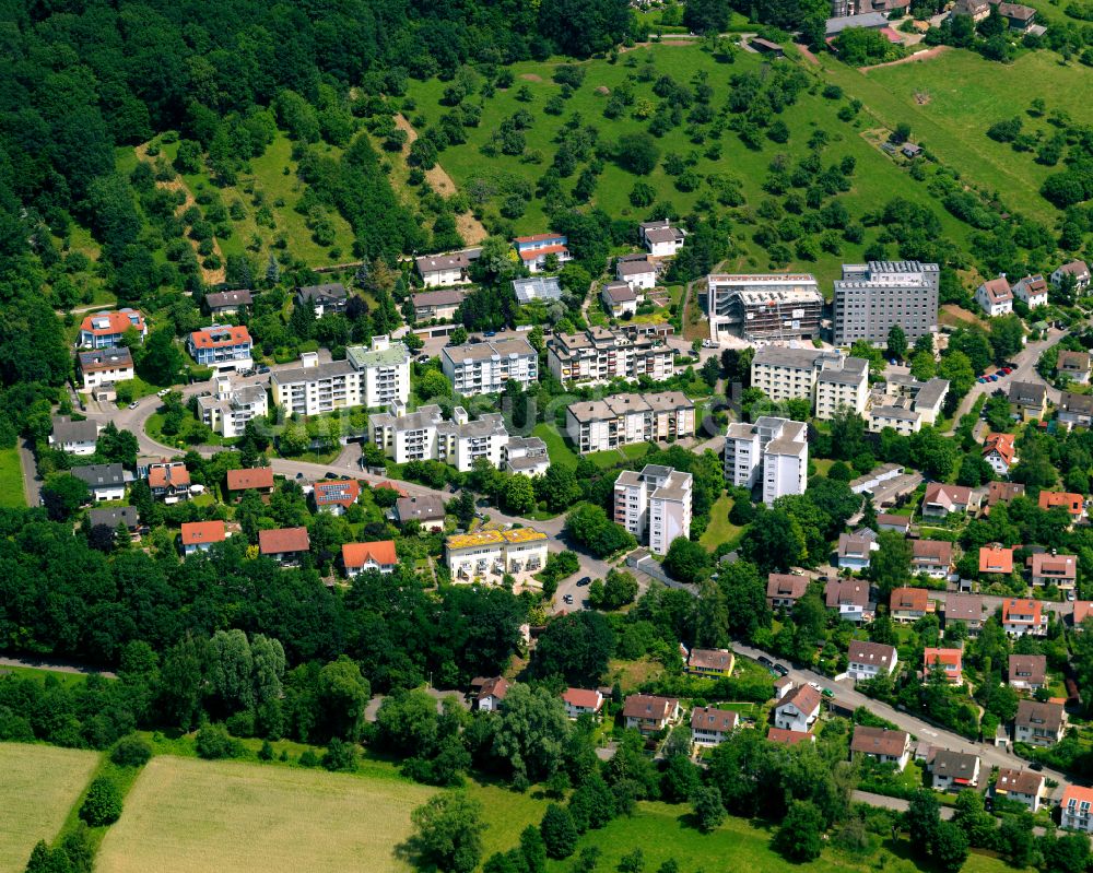Luftaufnahme Lustnau - Plattenbau- Hochhaus- Wohnsiedlung in Lustnau im Bundesland Baden-Württemberg, Deutschland