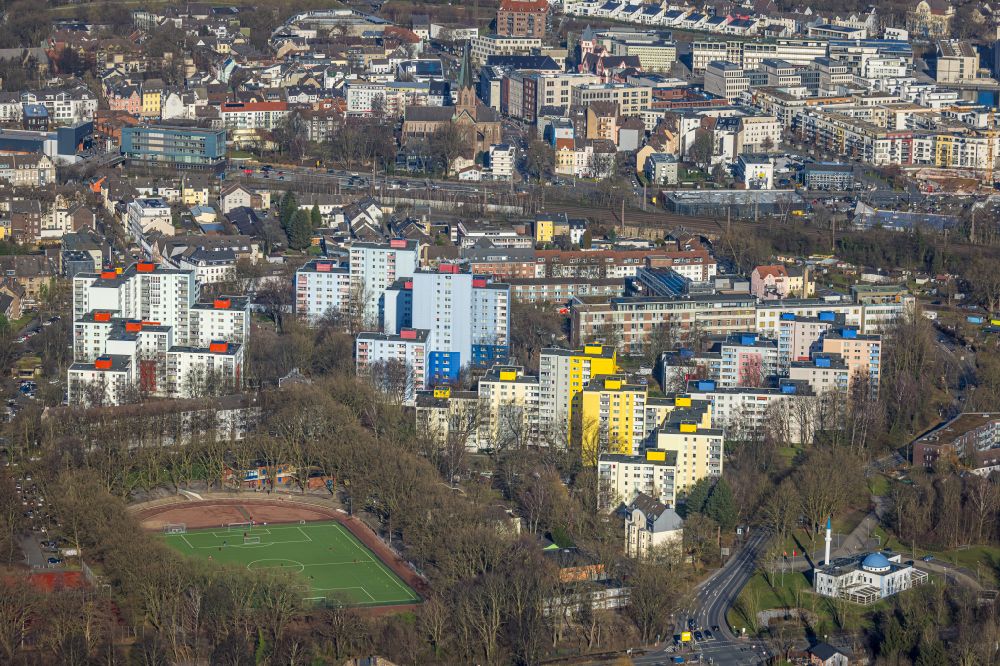 Luftbild Dortmund - Plattenbau- Hochhaus- Wohnsiedlung im Ortsteil Clarenberg in Dortmund im Bundesland Nordrhein-Westfalen, Deutschland