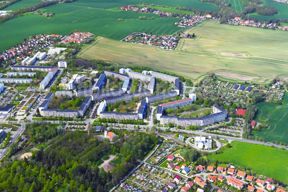 Luftaufnahme Görlitz - Plattenbau- Hochhaus- Wohnsiedlung im Ortsteil Marienaue in Görlitz im Bundesland Sachsen, Deutschland
