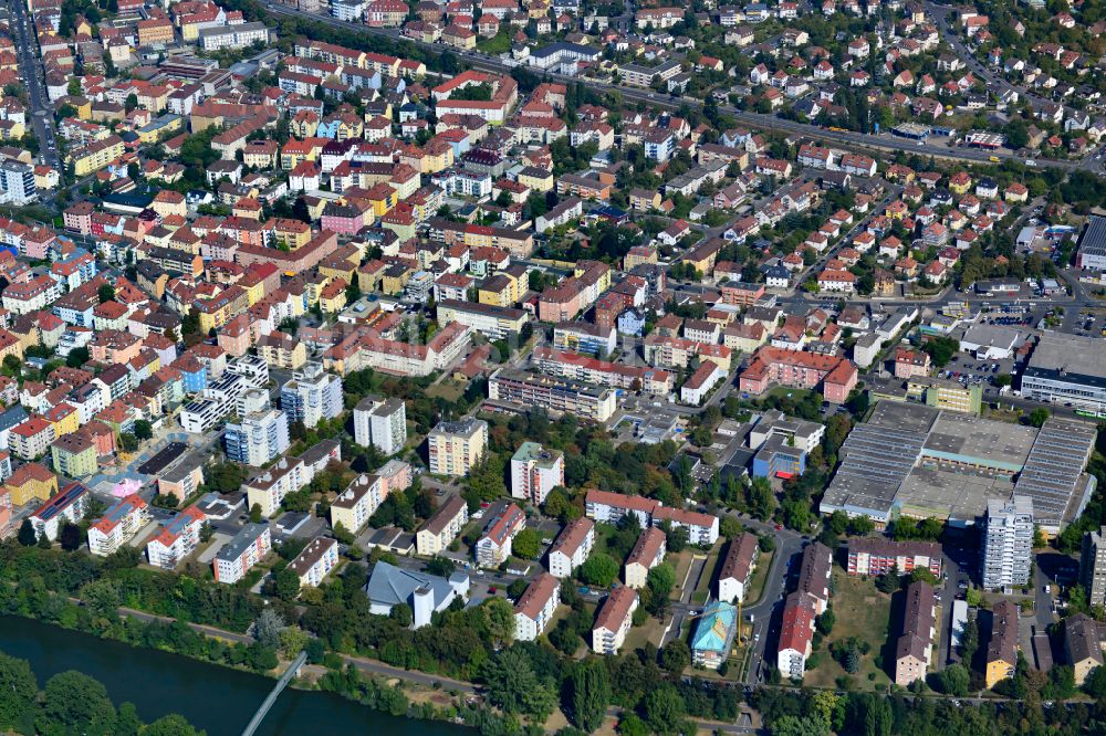 Luftbild Sanderau - Plattenbau- Hochhaus- Wohnsiedlung in Sanderau im Bundesland Bayern, Deutschland