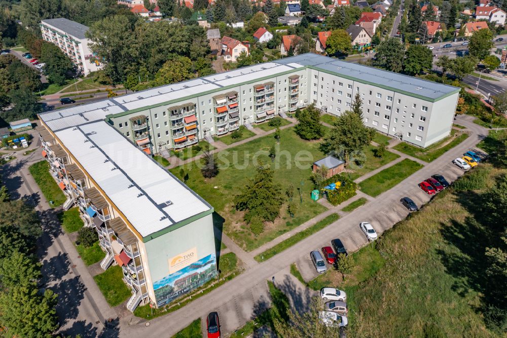 Luftbild Teltow - Plattenbau- Hochhaus- Wohnsiedlung in Teltow im Bundesland Brandenburg, Deutschland