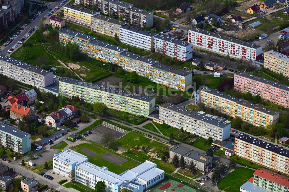 Zgorzelec - Gerltsch von oben - Plattenbau- Hochhaus- Wohnsiedlung in Zgorzelec - Gerltsch in Dolnoslaskie - Niederschlesien, Polen