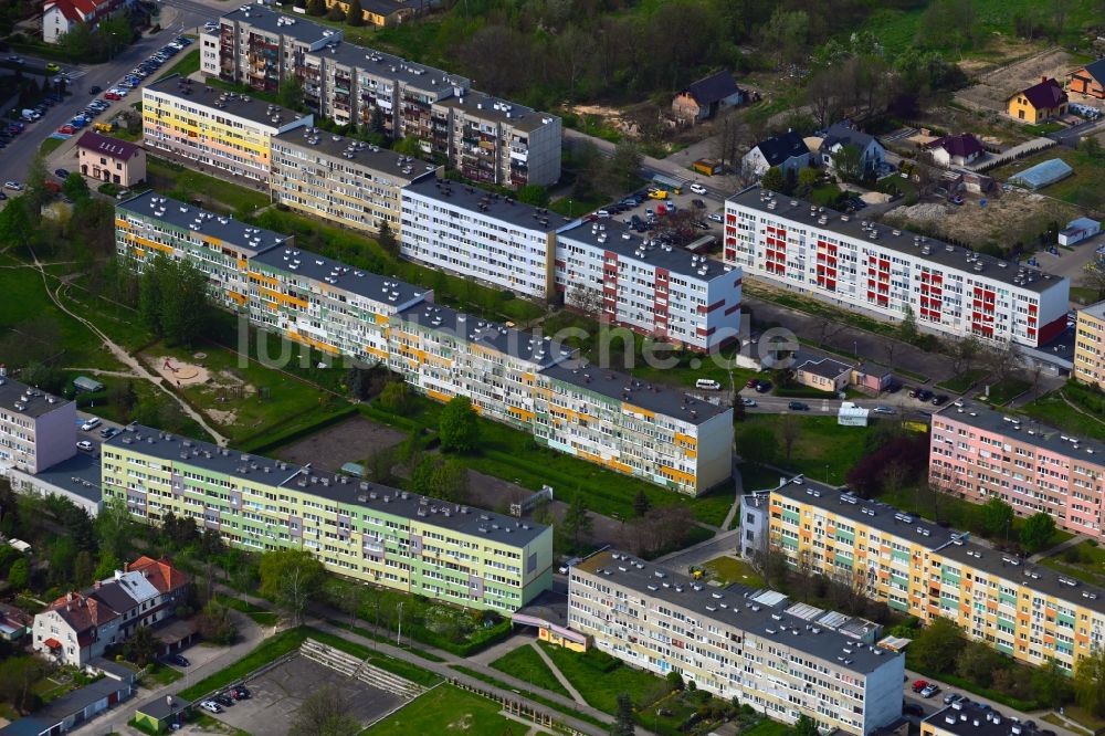Zgorzelec - Gerltsch aus der Vogelperspektive: Plattenbau- Hochhaus- Wohnsiedlung in Zgorzelec - Gerltsch in Dolnoslaskie - Niederschlesien, Polen