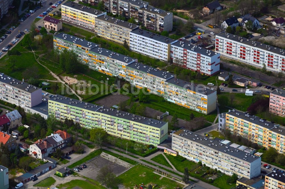 Luftbild Zgorzelec - Gerltsch - Plattenbau- Hochhaus- Wohnsiedlung in Zgorzelec - Gerltsch in Dolnoslaskie - Niederschlesien, Polen