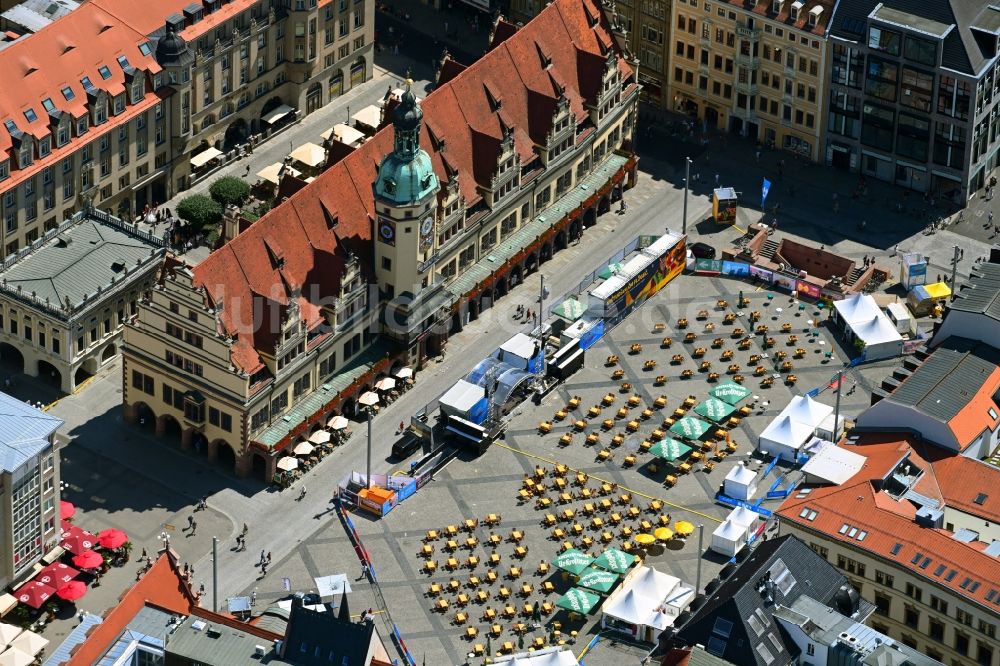 Leipzig aus der Vogelperspektive: Platz- Ensemble Marktplatz im Ortsteil Altstadt in Leipzig im Bundesland Sachsen, Deutschland