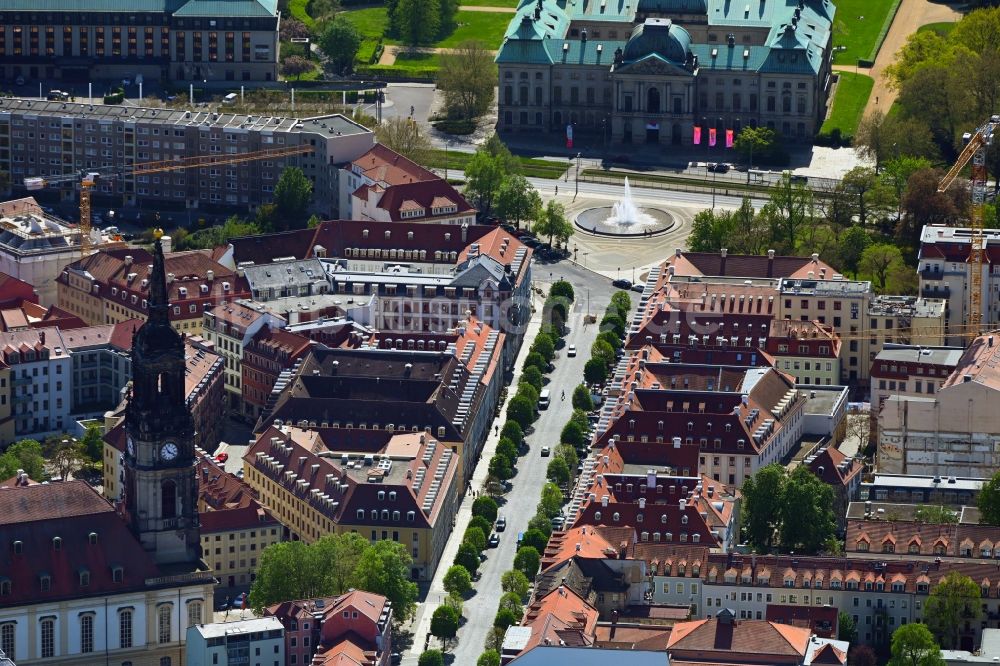 Luftbild Dresden - Platz- Ensemble Palaisplatz im Ortsteil Innere Neustadt in Dresden im Bundesland Sachsen, Deutschland