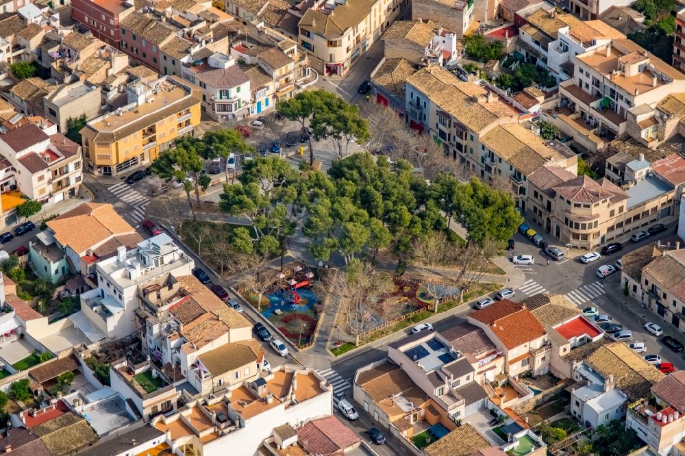 Luftbild Inca - Platz- Ensemble Plaça des Blanquer in Inca in Balearische Insel Mallorca, Spanien