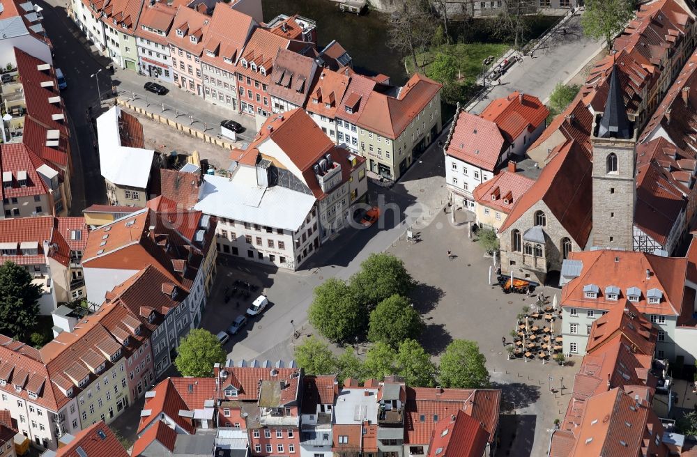 Luftaufnahme Erfurt - Platz- Ensemble Wenigemarkt im Ortsteil Altstadt in Erfurt im Bundesland Thüringen, Deutschland