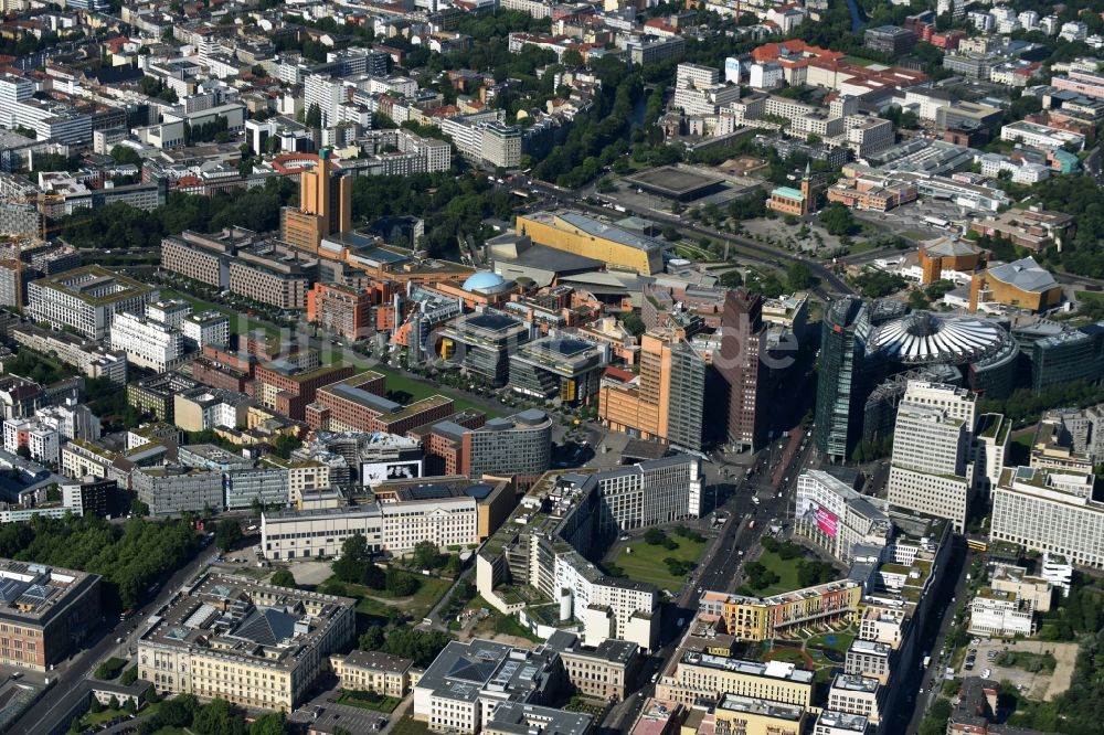 Berlin von oben - Potsdamer und Leipziger Platz im Innenstadt- Zentrum in Berlin