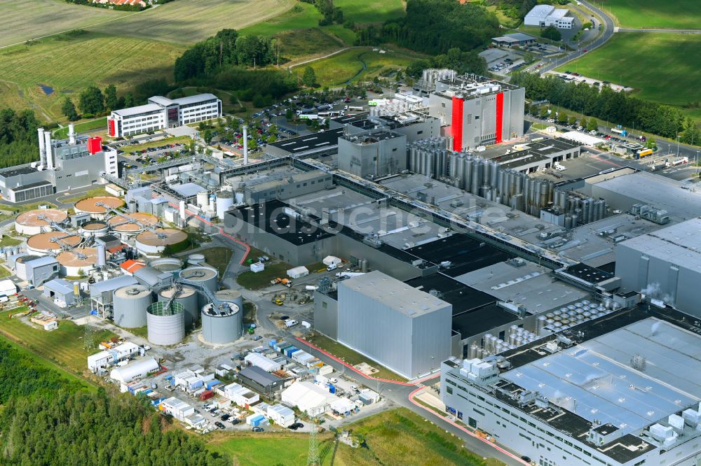 Luftbild Wachau - Produktionsanlagen des Unternehmens Sachsenmilch im Ortsteil Leppersdorf in Wachau im Bundesland Sachsen