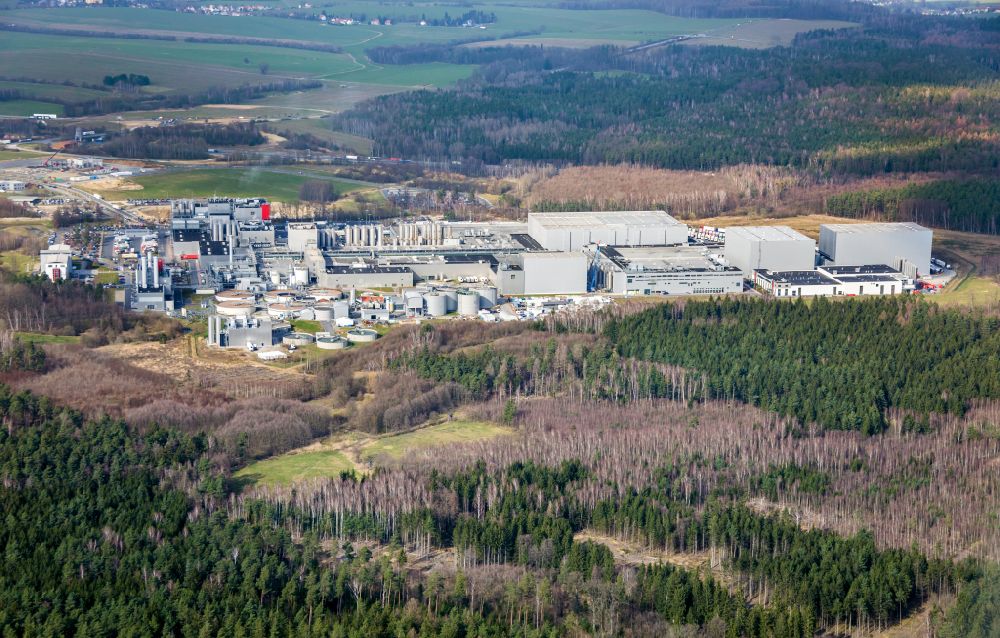 Luftbild Wachau - Produktionsanlagen des Unternehmens Sachsenmilch im Ortsteil Leppersdorf in Wachau im Bundesland Sachsen