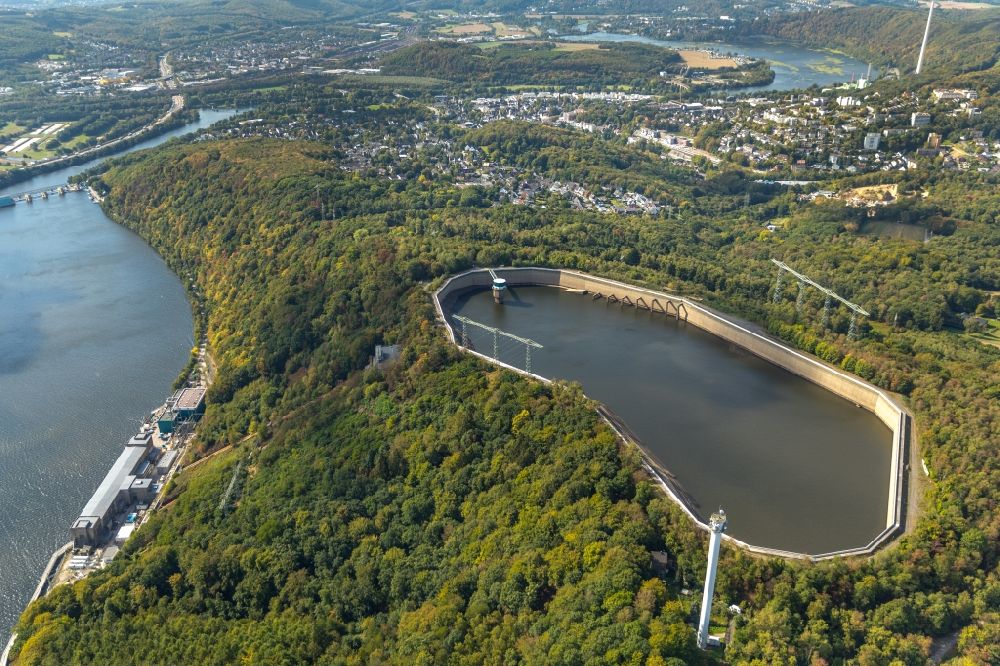 Luftbild Herdecke - Pumpspeicherkraftwerk Koepchenwerk, einem Wasserkraftwerk mit Energie- Speicher am Hengsteysee in Herdecke im Bundesland Nordrhein-Westfalen