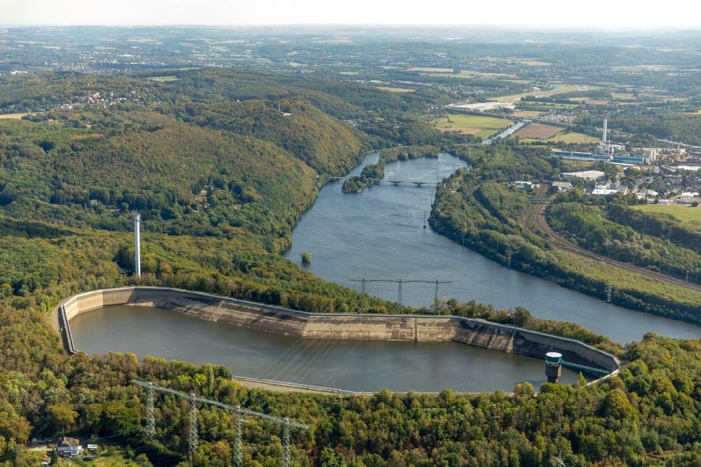 Luftaufnahme Herdecke - Pumpspeicherkraftwerk Koepchenwerk, einem Wasserkraftwerk mit Energie- Speicher am Hengsteysee in Herdecke im Bundesland Nordrhein-Westfalen