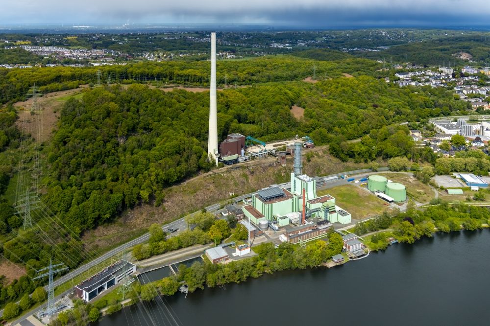 Herdecke von oben - Pumpspeicherkraftwerk Koepchenwerk, einem Wasserkraftwerk mit Energie- Speicher am Hengsteysee in Herdecke im Bundesland Nordrhein-Westfalen