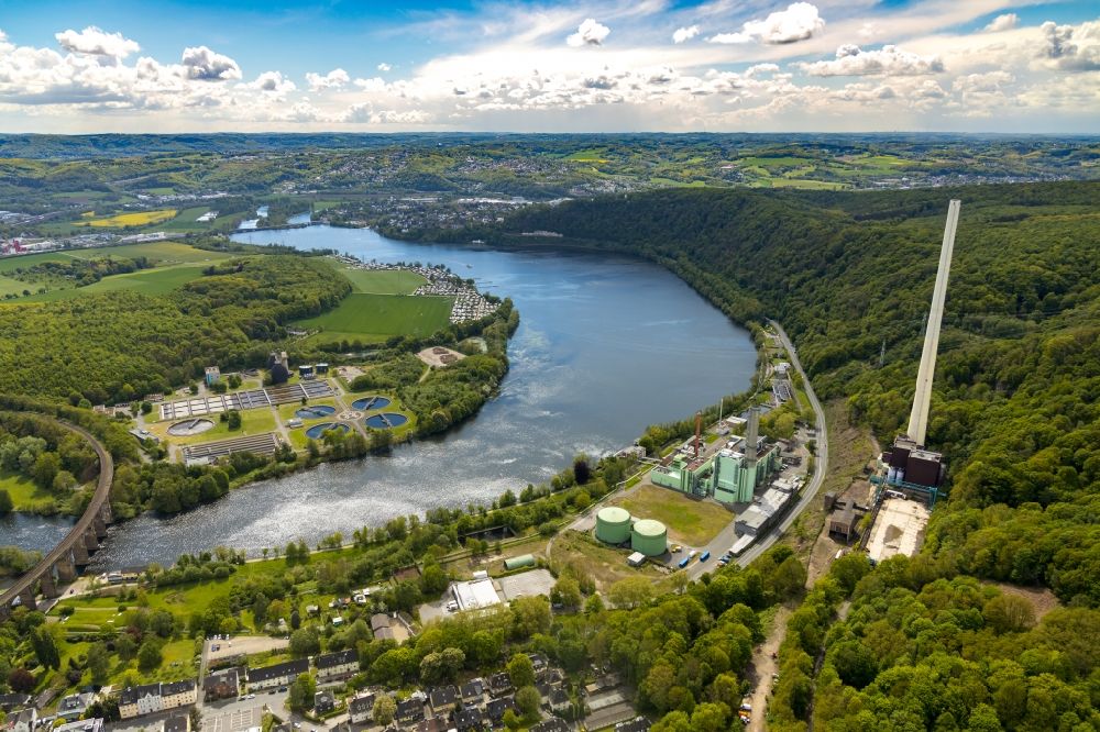 Herdecke von oben - Pumpspeicherkraftwerk Koepchenwerk, einem Wasserkraftwerk mit Energie- Speicher am Hengsteysee in Herdecke im Bundesland Nordrhein-Westfalen