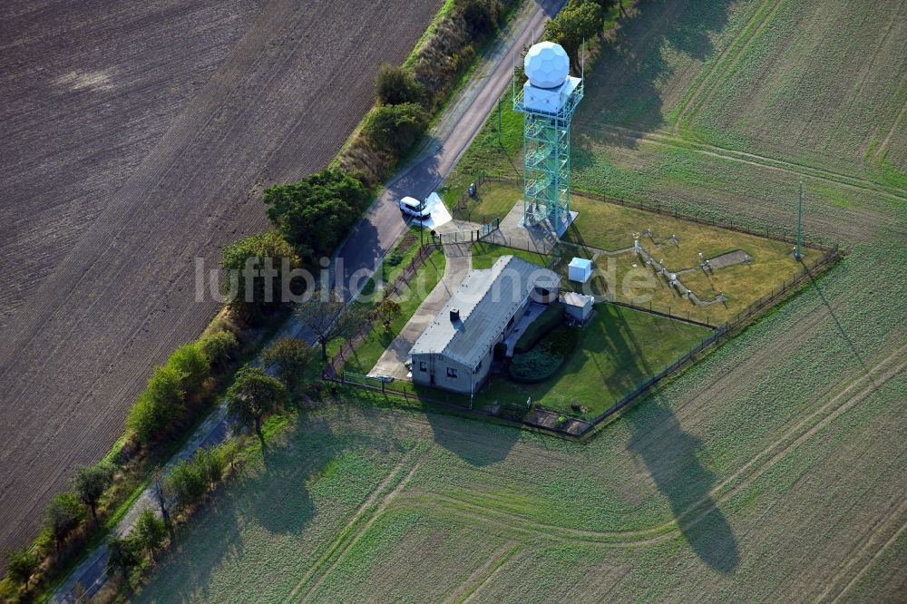Wefensleben von oben - Radar- Antennen- Sendeturm und Funkmast der Flugsicherung in Wefensleben im Bundesland Sachsen-Anhalt, Deutschland