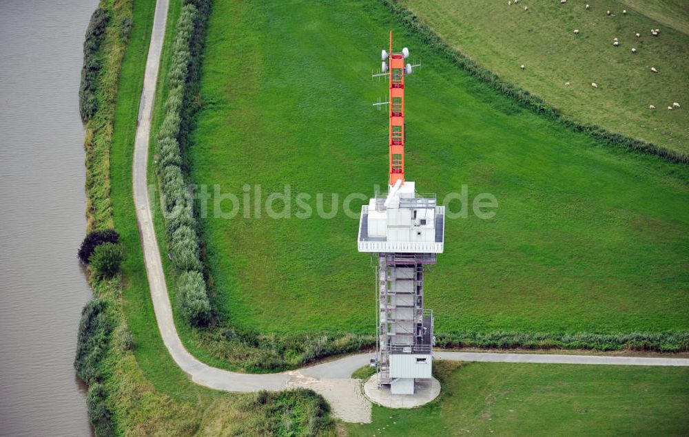 Freiburg / Elbe aus der Vogelperspektive: Radarturm an der Elbe Freiburg